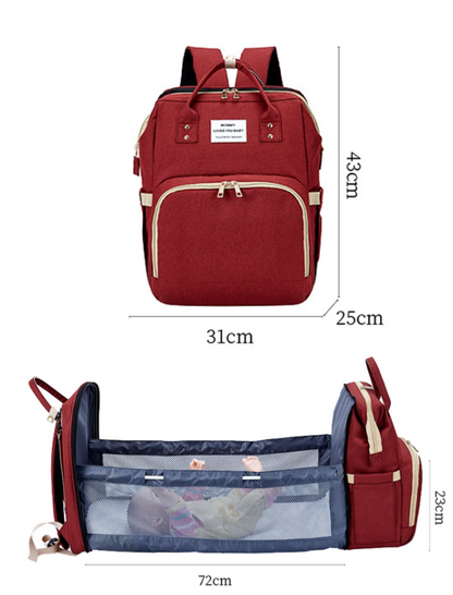 Mochila Pañalera Cuna y Mudador